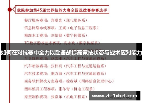 如何在对抗赛中全力以赴备战提高竞技状态与战术应对能力