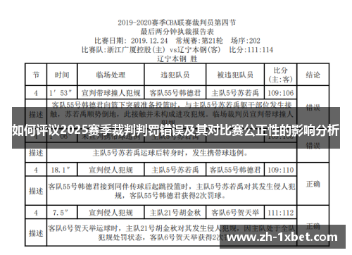 如何评议2025赛季裁判判罚错误及其对比赛公正性的影响分析
